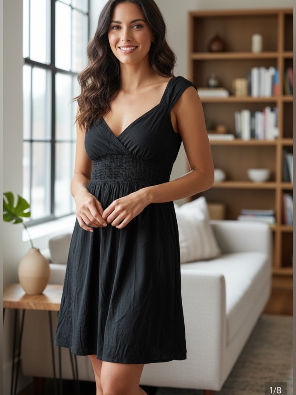 SMART SET Black Cotton Lightweight Cross You Heart Mid Length Sun Dress M